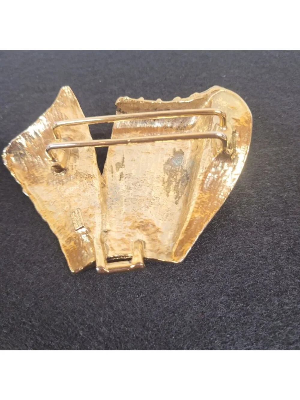 Mimi Di N 2 Piece Bow Belt Buckle 1987 Gold Tone 5 3/4